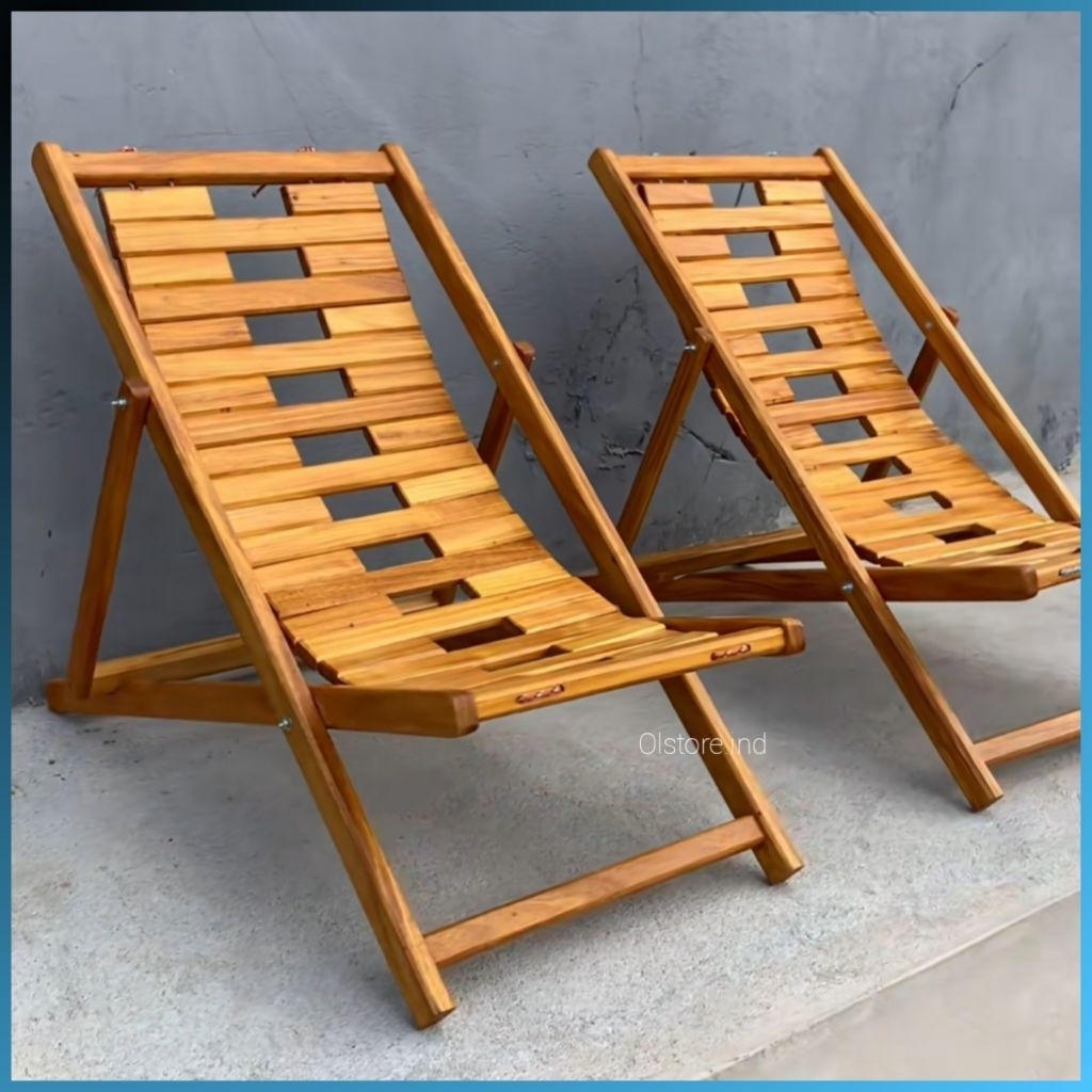 KURSI SANTAI PREMIUM KAYU JATI / kursi malas / kursi lipat