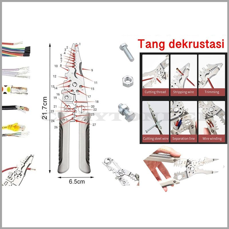 Tang Pengupas Kabel Listrik Tang Dekrustasi Serbaguna