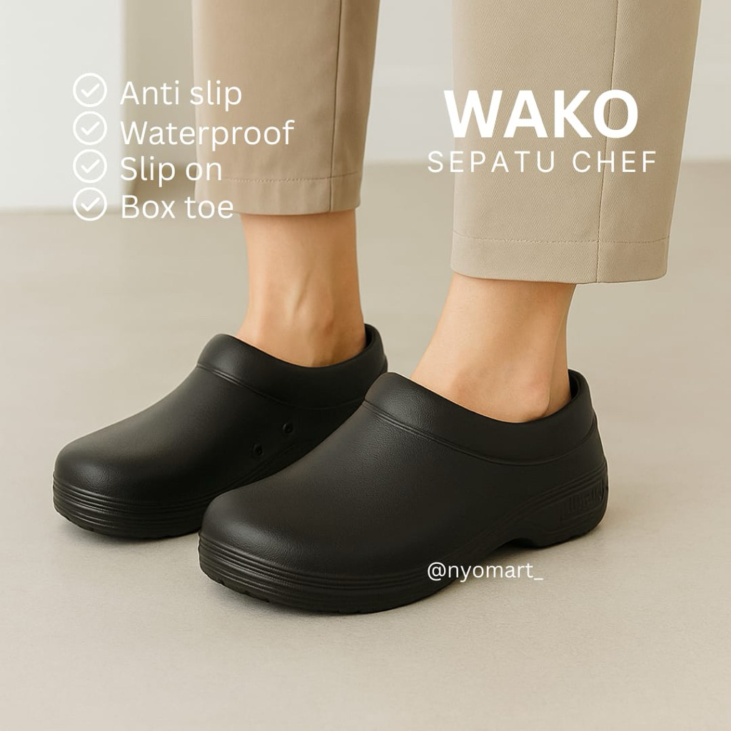 WAKO chef shoes ORIGINAL 100%~Anti-Slip dan Oil resistant~ Sepatu Kitchen Pria safety Design Clog