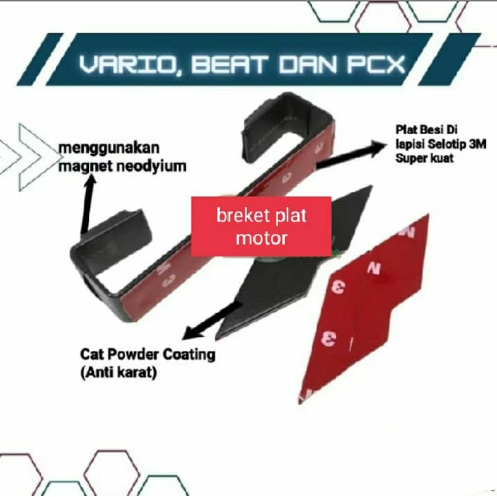 BREKET NOPOL MAGNET/DUDUKAN PLAT NOMOR MAGNET UNIVERSAL MOTOR MATIC/BEBEK & MOTOR LISTRIK
