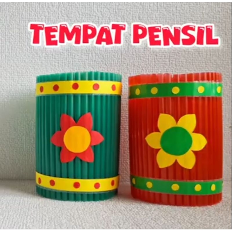 

Tempat Pensil Dari Botol Plastik, Sedotan, Kertas Origami