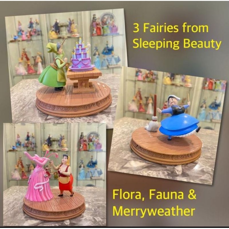 Disney Story Collection - 3 Figurines Flora, and Fauna and Merry weather From Sleeping Beauty