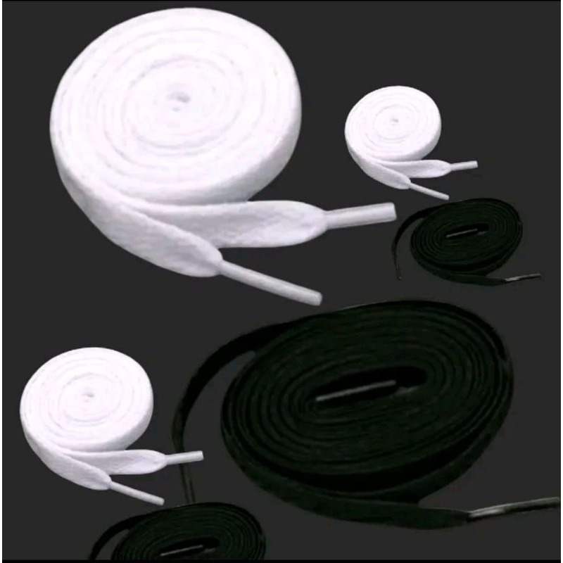 tali sepatu gepeng warna hitam dan putih tali sepatu hitam tali sepatu putih