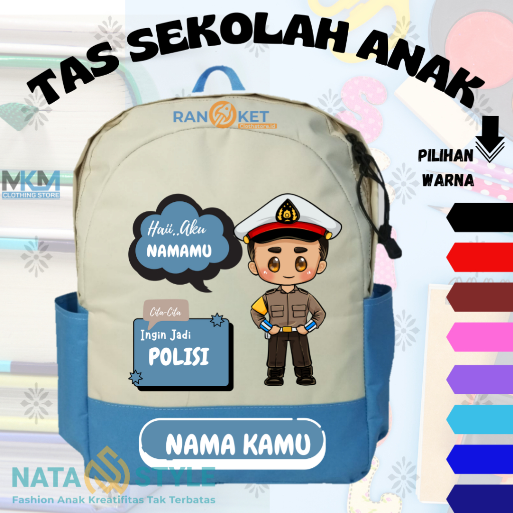 TAS SEKOLAH ANAK TK SD CITA-CITA ANAK POLIS I TAS BACKPACK SEKOLAH ANAK CITA-CITA POLISI