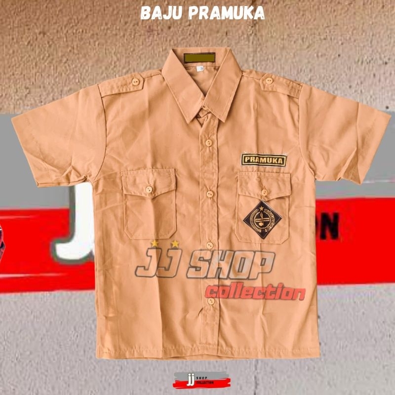seragam sekolah pramuka SD siaga dan kantong 2 baju pramuka  seragam sekolah pramuka lengan pendek s