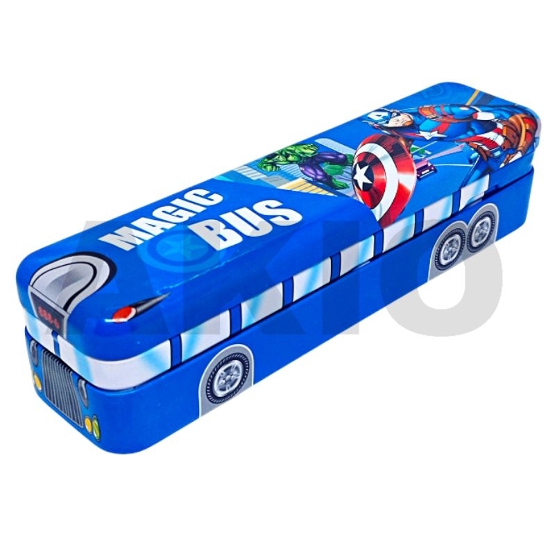 

Tempat Pensil Anak Mobil Bus Bis Karakter SUPERHERO AVENGERS CAPTAIN AMERIKA 3 Tingkat Kaleng Besi AD-164