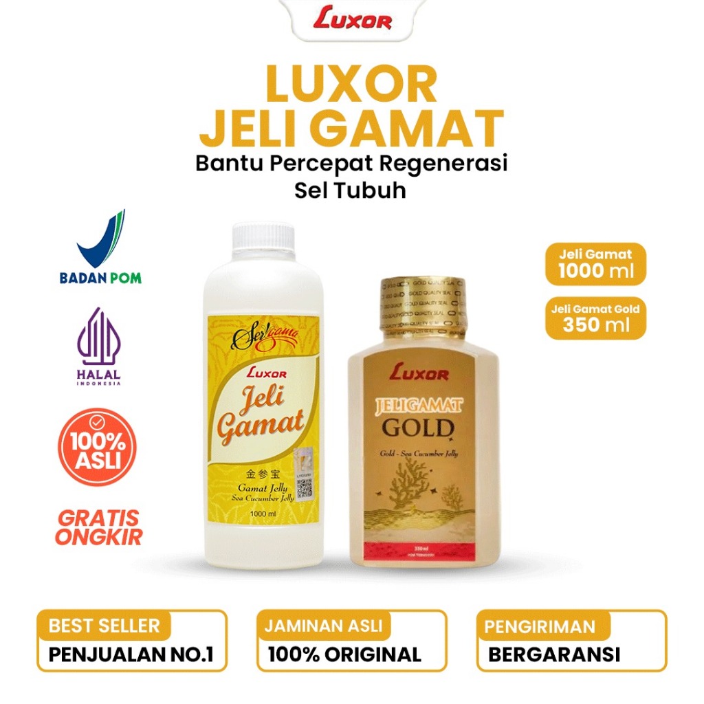 Bundling Luxor Jelly Gamat 1000ML + Jelly Gamat Gold 350 ML Ekstrak Teripang 34% & 45% 1000 ML & 350