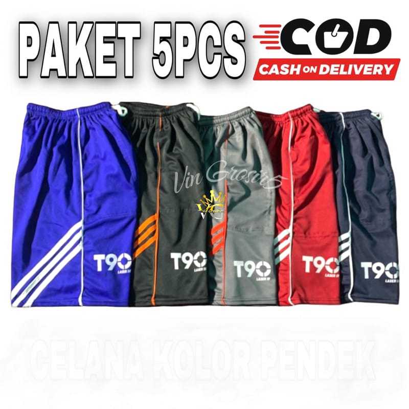 Paket 5pcs celana kolor pendek santai T90/kolor olahraga Bisa di pakai pria dan wanita uniseks sport