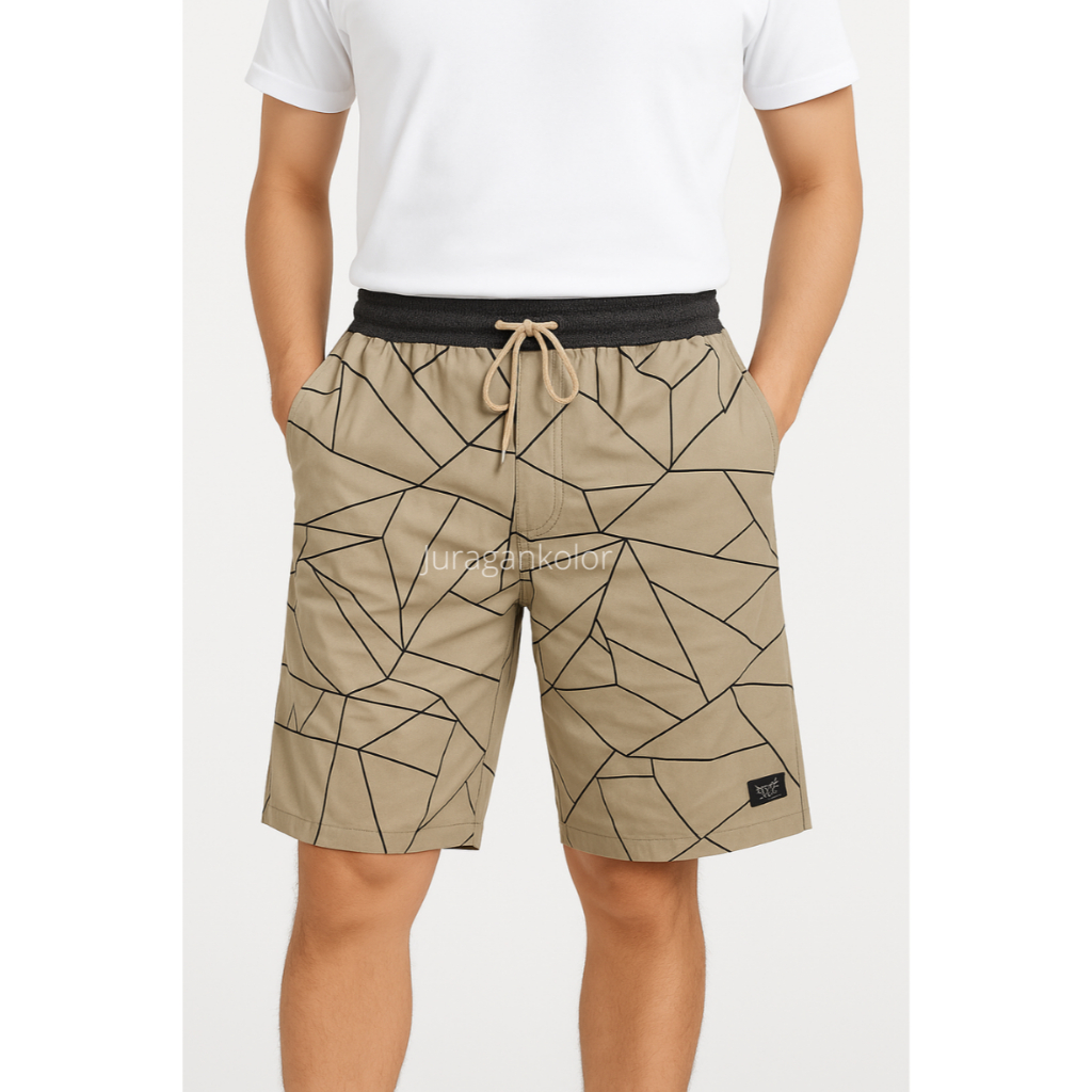 Celana Pendek Pria Dewasa Motif Abstrak Chino Cowok Short Pants Rib Kekinian