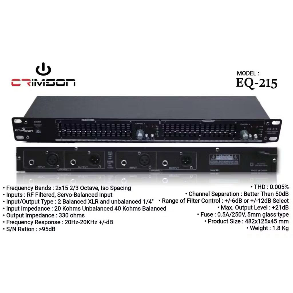 EQUALIZER CRIMSON EQ 215 EQ215 ORIGINAL Dual 15 BAND 2x15 CRIMSON EQ-215 Original