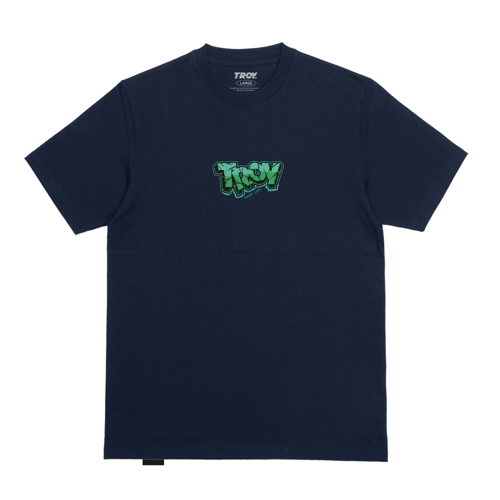 Troy Company T-shirt Blue Navy Groen - Kaos Lengan Pendek Kaos Biru Navy MTD 1878