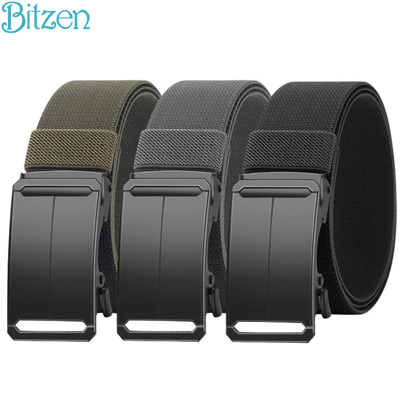 Bitzen Ikat Pinggang Pria Alloy Belt Outdoor Automatic Buckle Elastic Belt