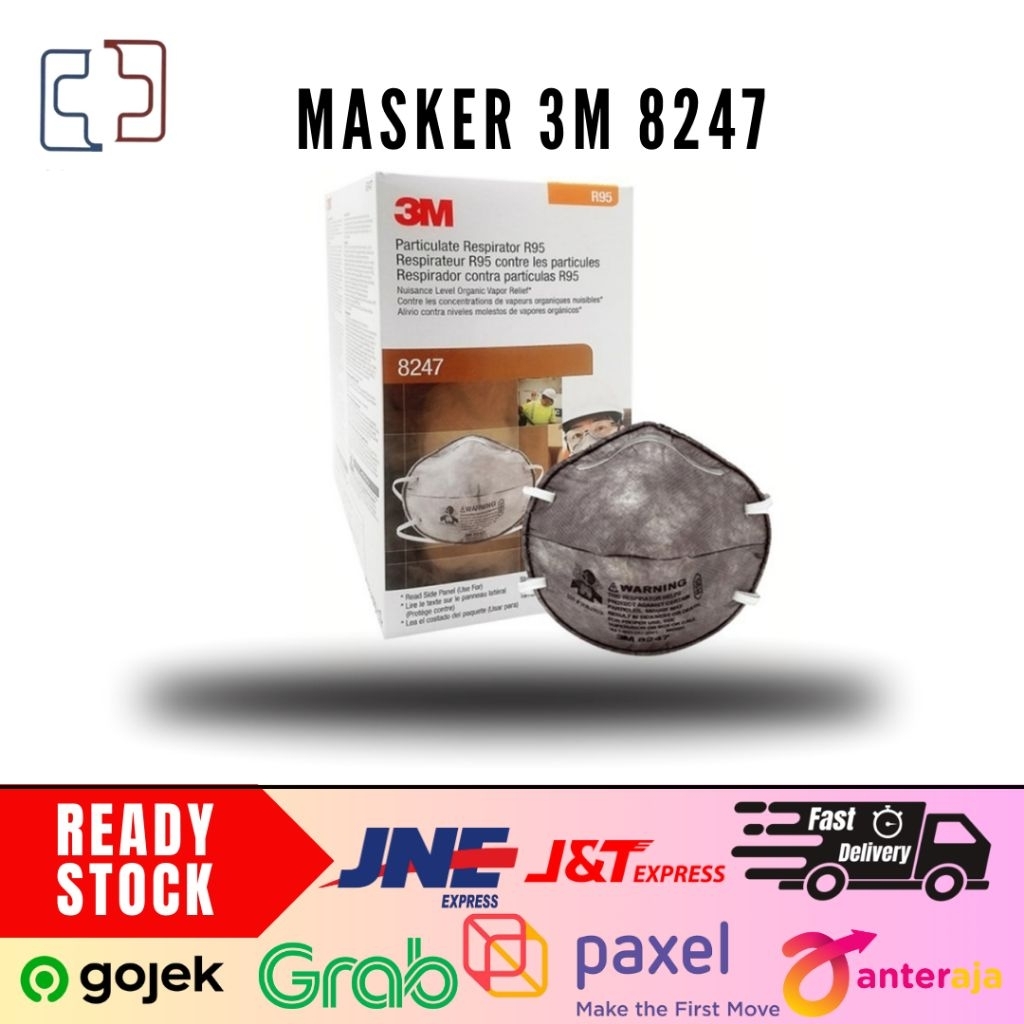 Masker 3M R95 8247 Carbon Original isi 20