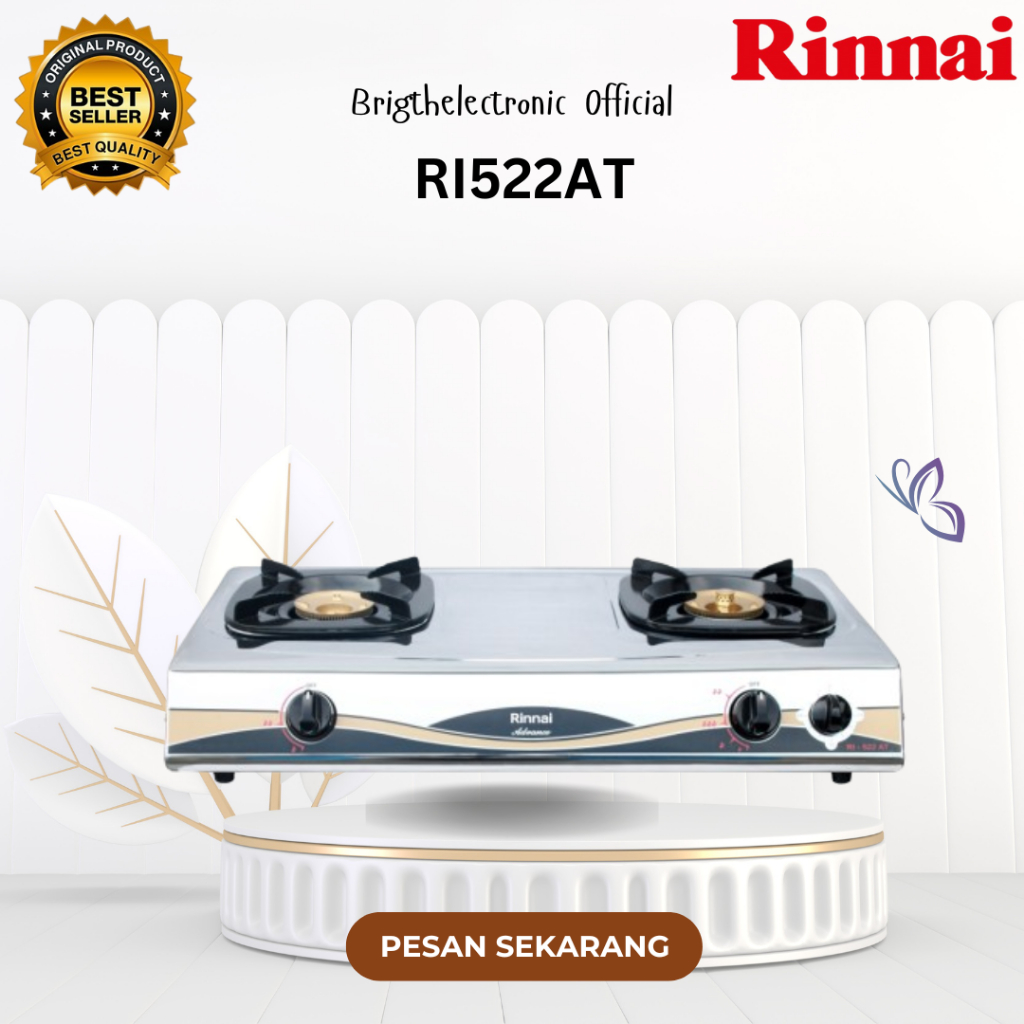 KOMPOR GAS RINNAI RI522AT 2 TUNGKU ORIGINAL MURAH/RI-522-AT/RI-522AT/RI 522AT/RI 522 AT/RI-522 AT/
