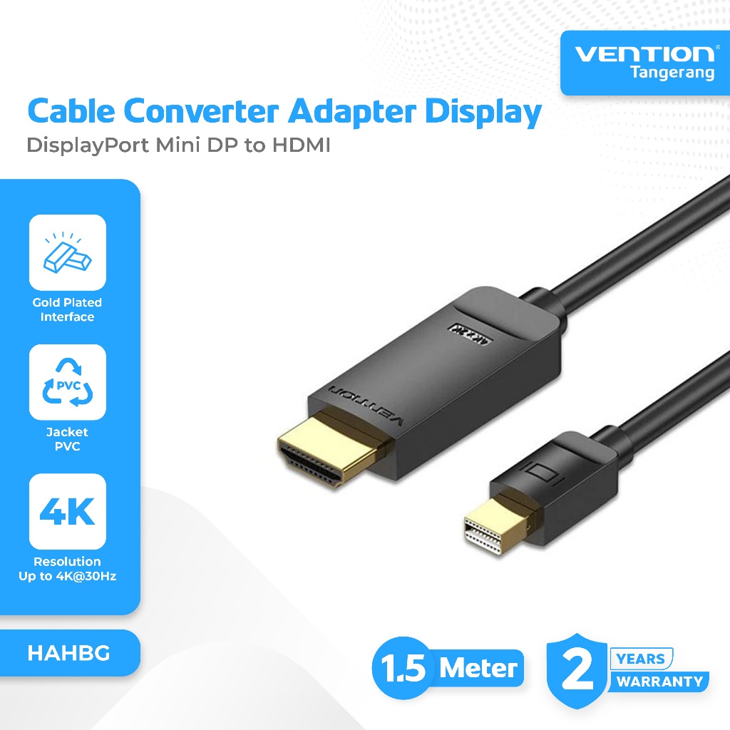 Vention Kabel Converter DisplayPort Mini DP to HDMI 4K 30Hz Mini DP to HDMI Cable 1.5M 1.5 Meter - H