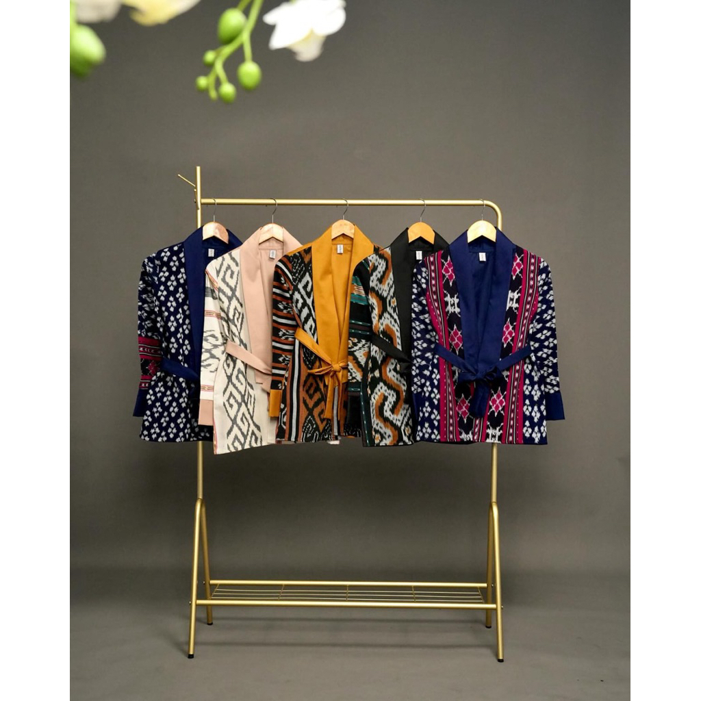 Baju tenun ikat pria wanita kimono etnik kimono tenun kemeja outer blezer
