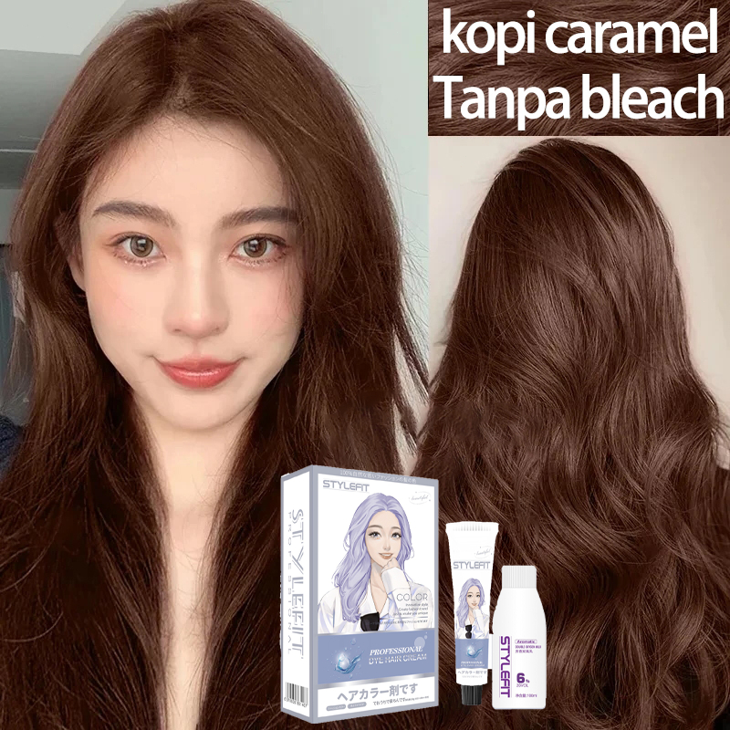 【Gratis ongkir 】cat rambut coklat caramel*200ml Tidak perlu bleach, tahan lama, tidak merusak rambut