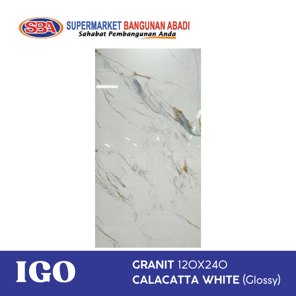 Granit Lantai Big Slab / Granite Tile / Keramik Dinding Lantai / Granit Calacatta White IGO - 120x24
