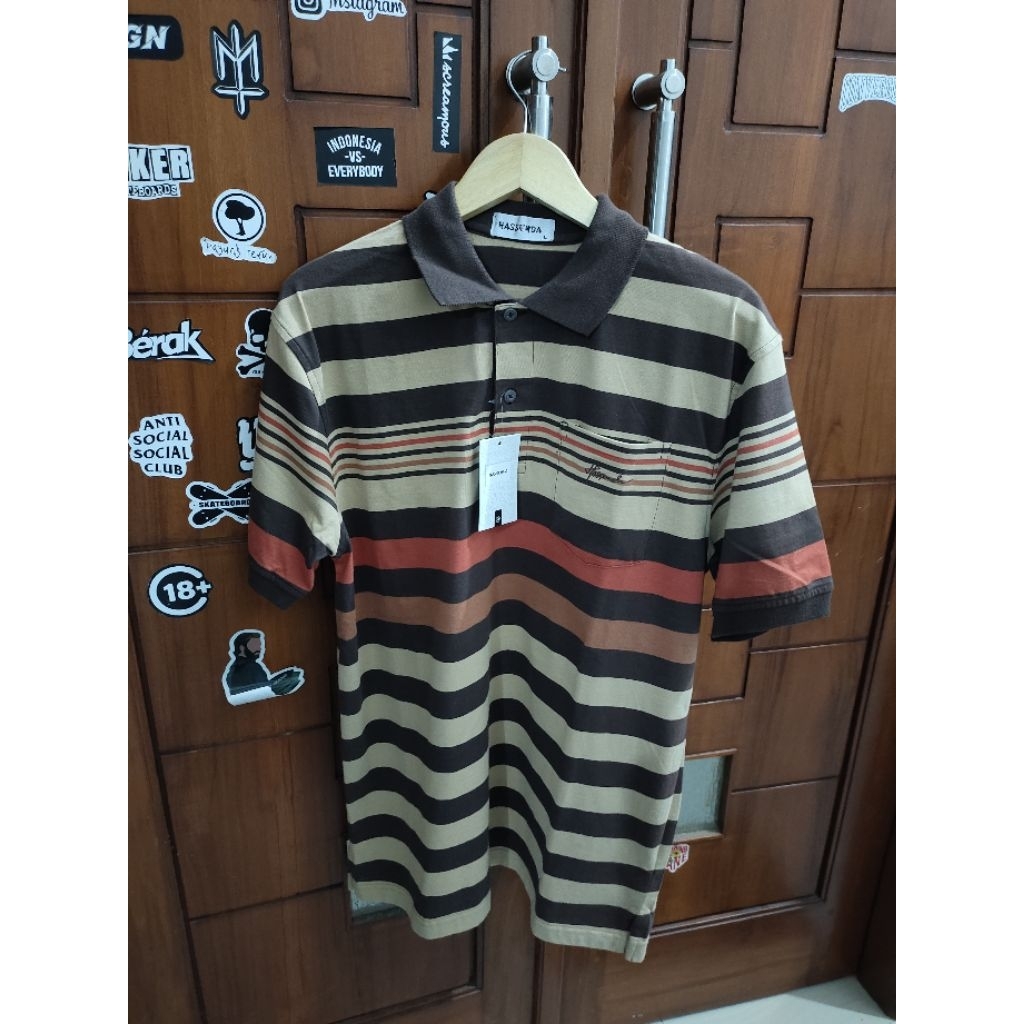 Kaos Pria Polo/Kerah Hassenda Warna Coklat UK L, 100%Original&Murah