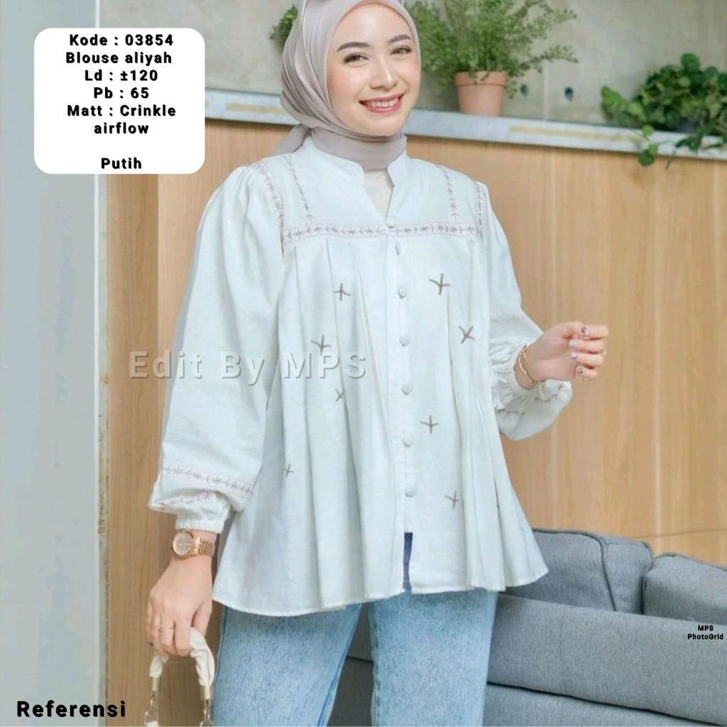 blouse kemeja cringkle bordir kancing/kemeja wanita bordir/kemeja wanita kekinian/atasan wanita/baju