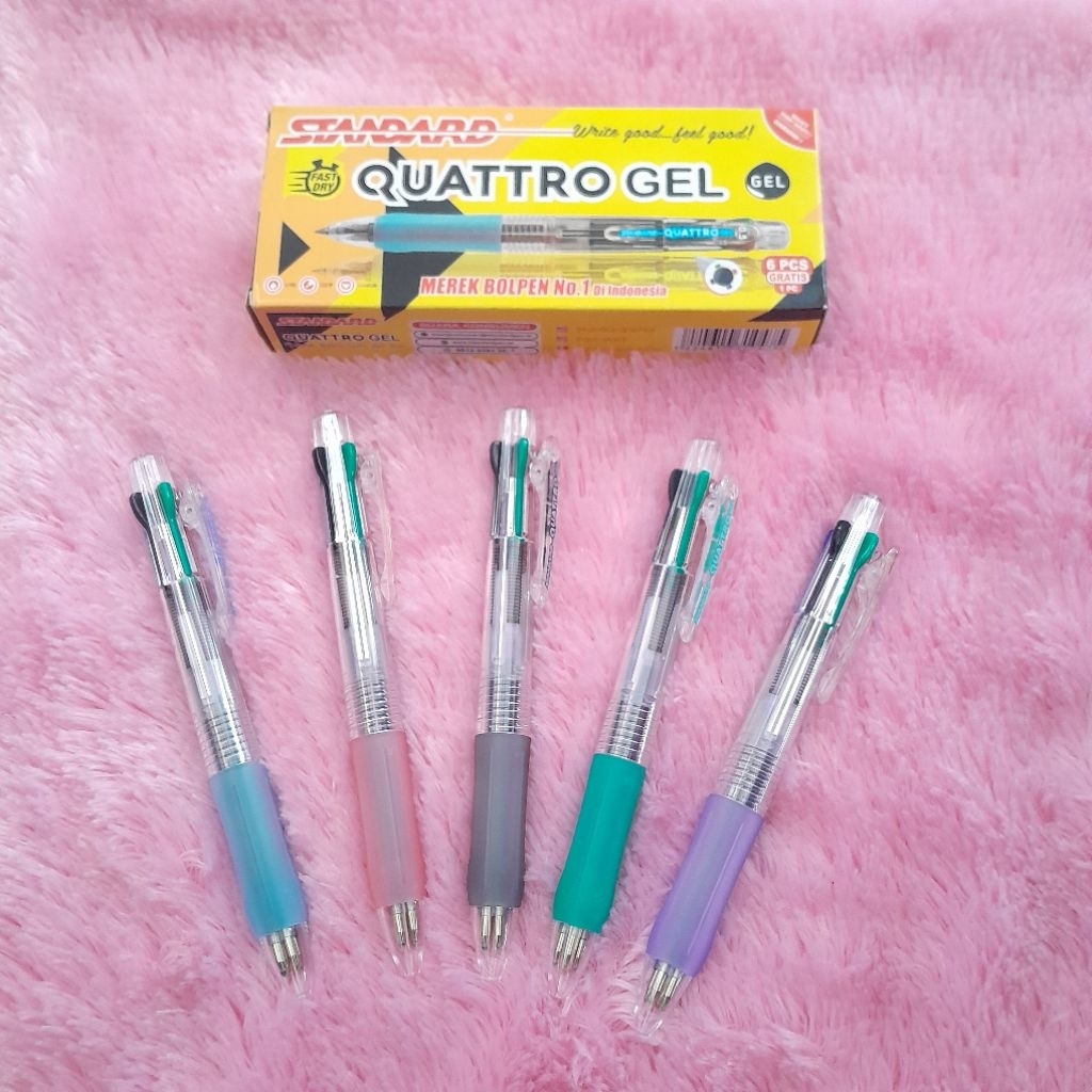

1 PCS PULPEN STANDARD QUATTRO GEL 0.5 / 4 COLOR RETRACTABLE GEL PEN
