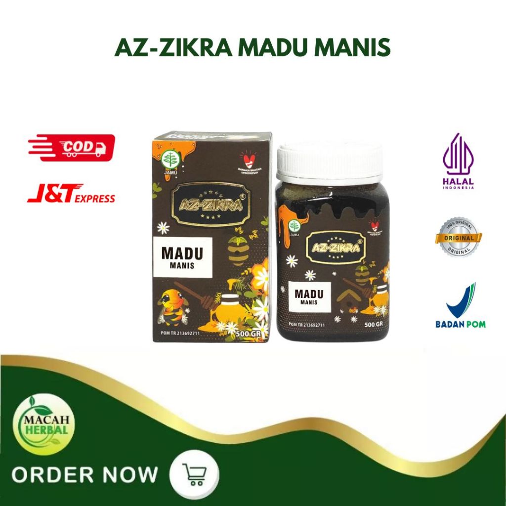 

[KEMASAN BARU] Azzikra Madu Herbal Manis 500gr / Madu Herbal Az-Zikra