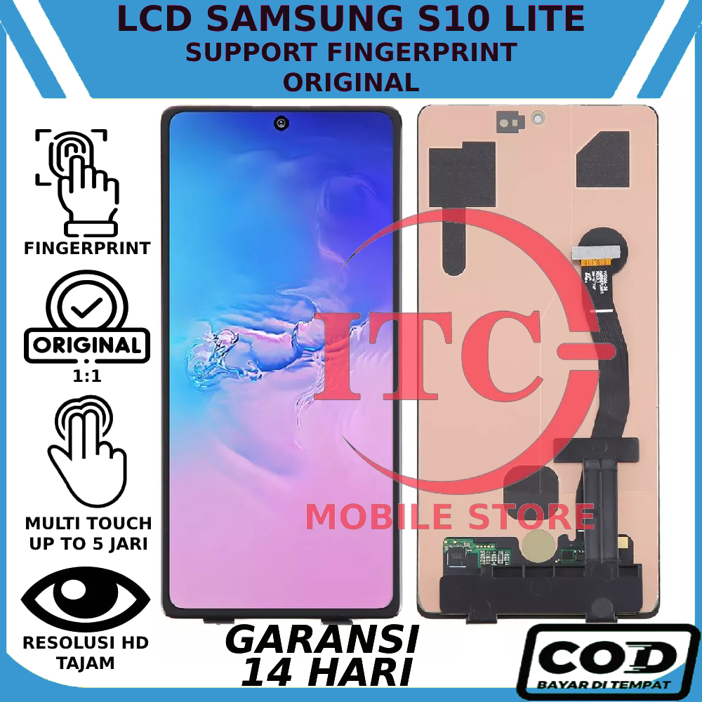 LCD TOUCHSCREEN SAMSUNG S10 LITE ORIGINAL SUPPORT FINGERPRINT GARANSI GRATIS LEM LCD