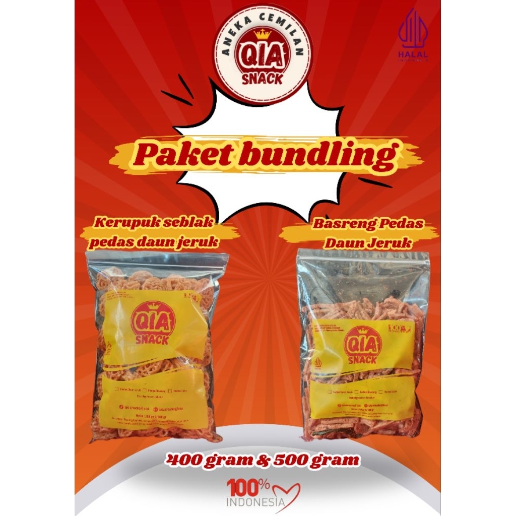 

Paket Bundling Kerupuk Seblak Mawar / Kerupuk Pedo / Kerupuk Rafael Pedas Daun Jeruk 400 Gr + Basreng Pedas Daun Jeruk 500 Gr
