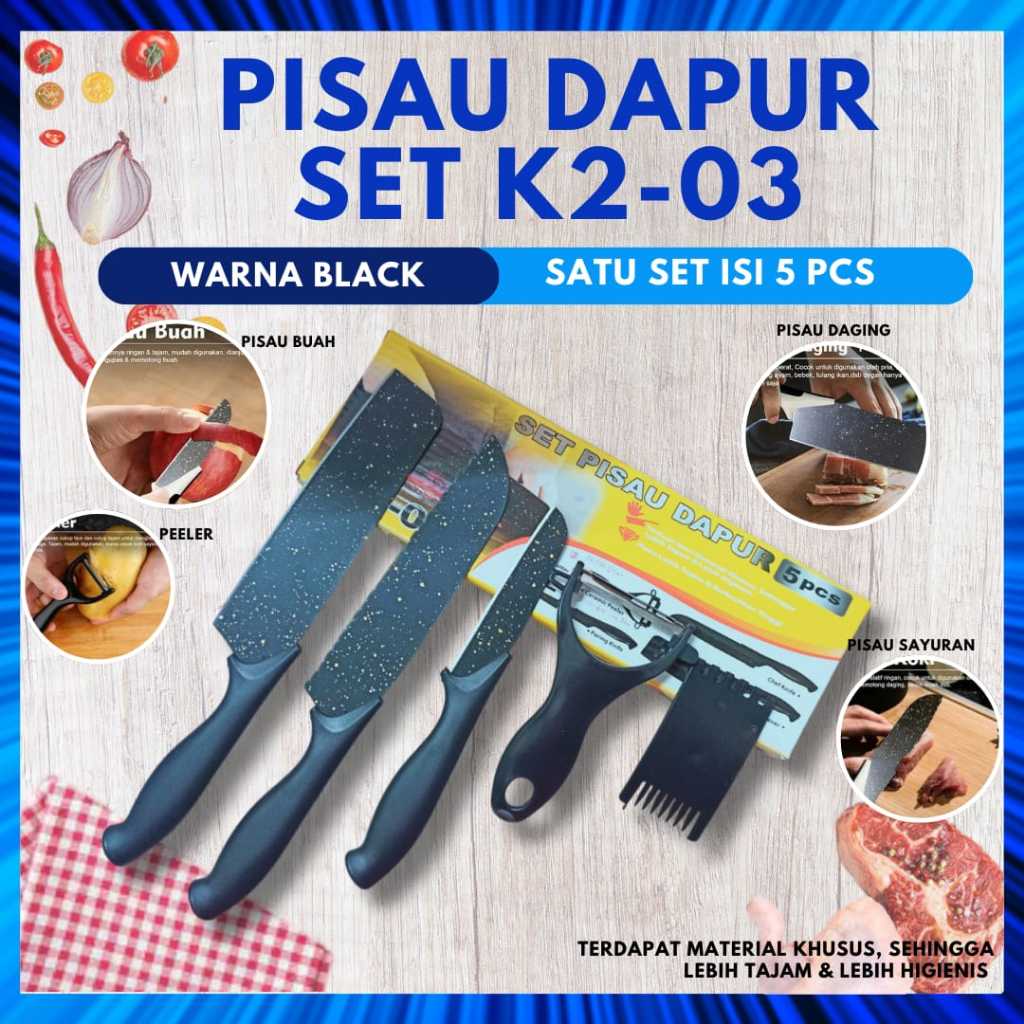 PISAU SET 5 IN 1 KERAMIK K2-03 / PISAU SET KERAMIK DENGAN KARDUS/PISAU SET/PISAU KERAMIK