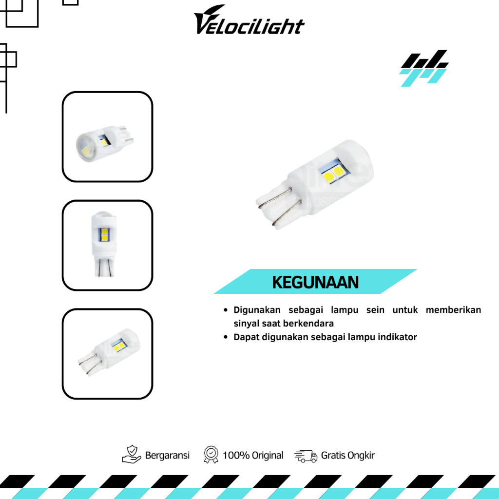Berkahsspeed Lampu Sein Senja T10 Kramik Plat Seri Kota 6 Mata Led 12-24V Mobil Motor Super Terang