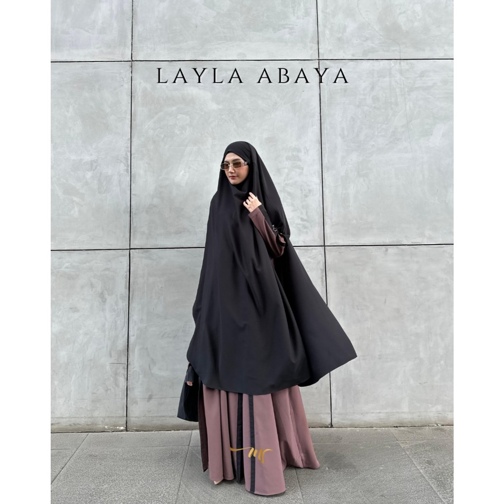 LAYLA ABAYA SET FRENCH KHIMAR - GAMIS SYARI - GAMIS POLOS - GAMIS HITAM - GAMIS SET FK - GAMIS SET H