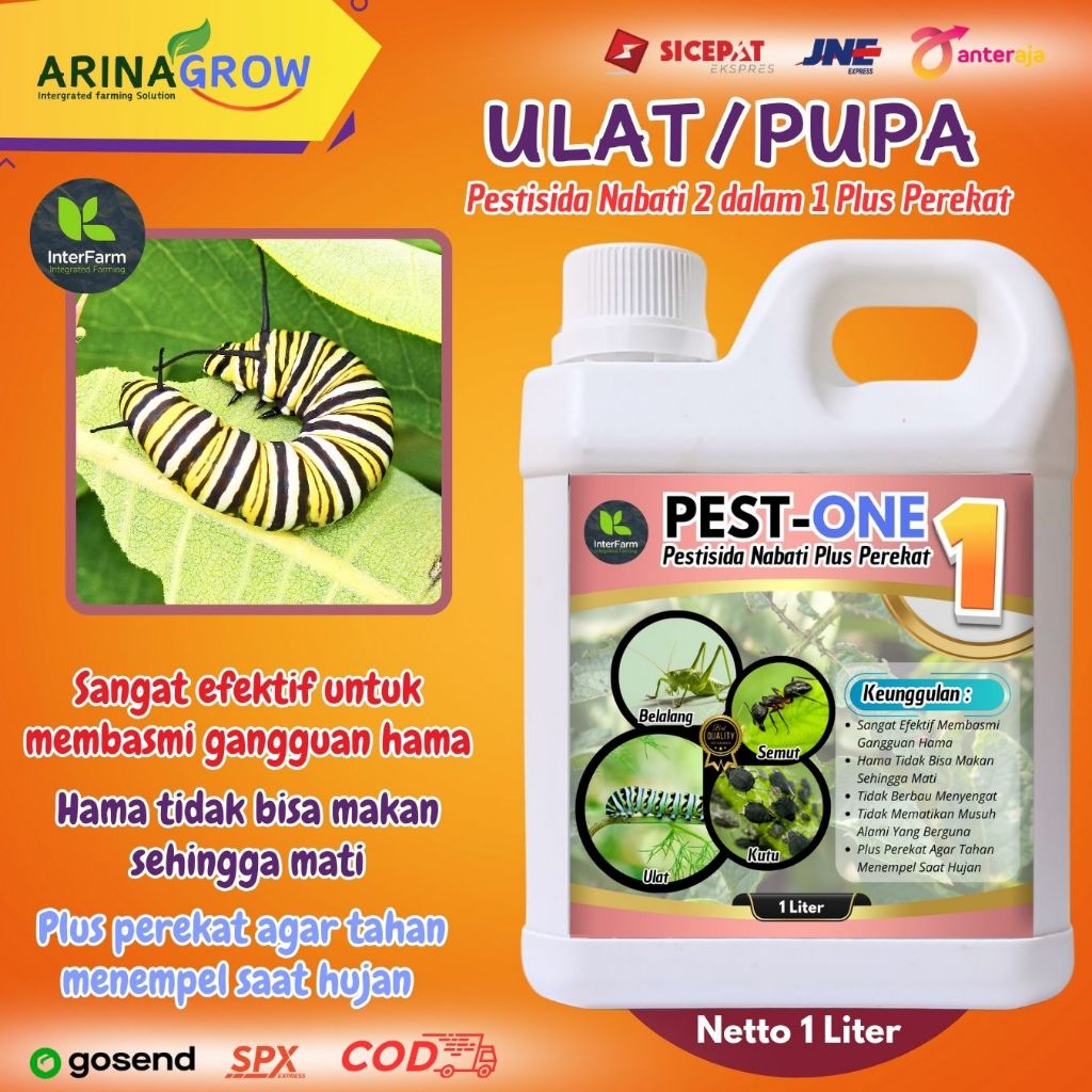 Obat Hama Ulat/ Pestisida Nabati | Obat Ulat Ampuh /Antihama PESTONE 1 Liter / Obat ulat Padi Ampuh