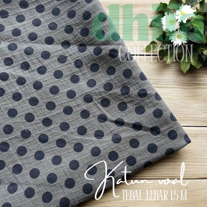 kain katun voal motif polkadot