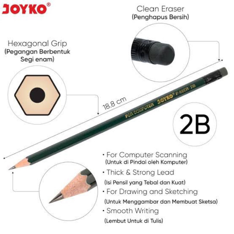 

JOYKOP-500R2B PENCIL– Pensil 2B (1pack)