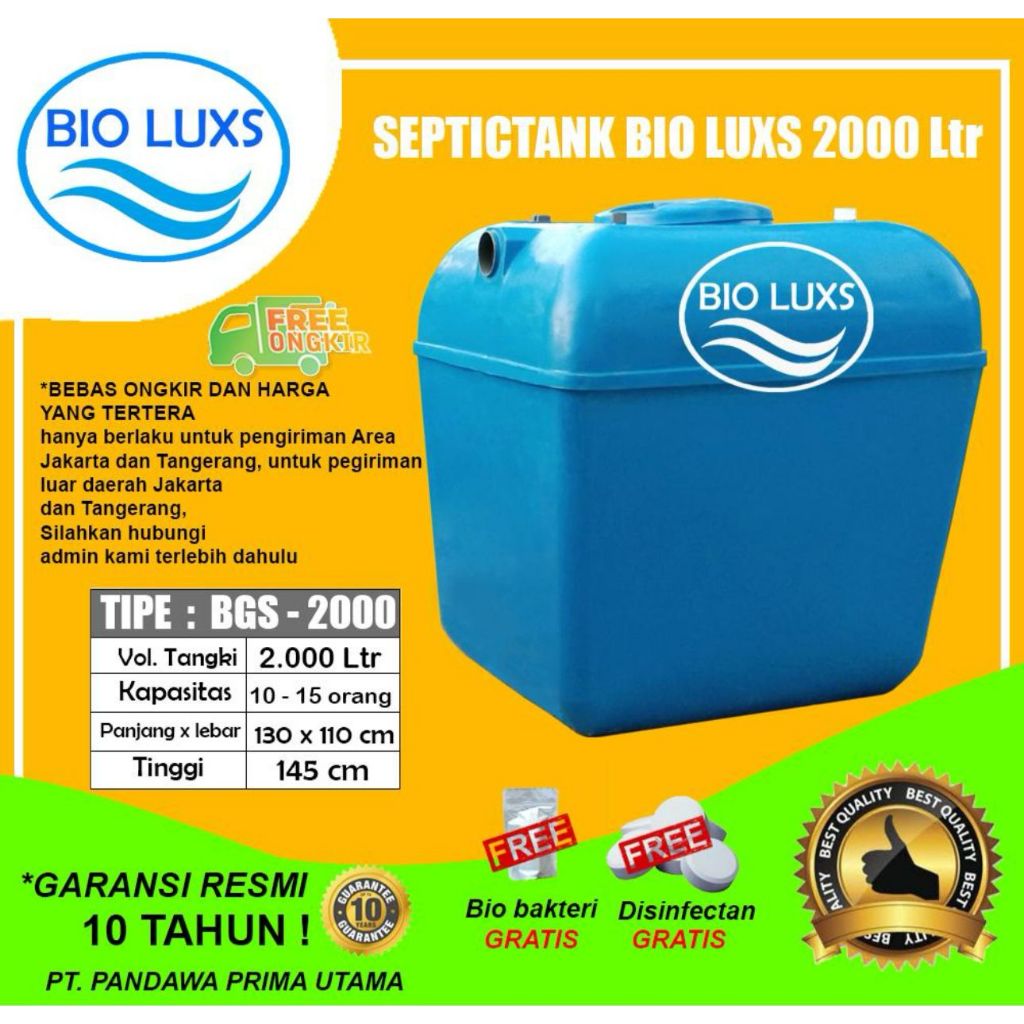 Septic Tank biotech, biofil, bioluxs, type BGS 2000 liter