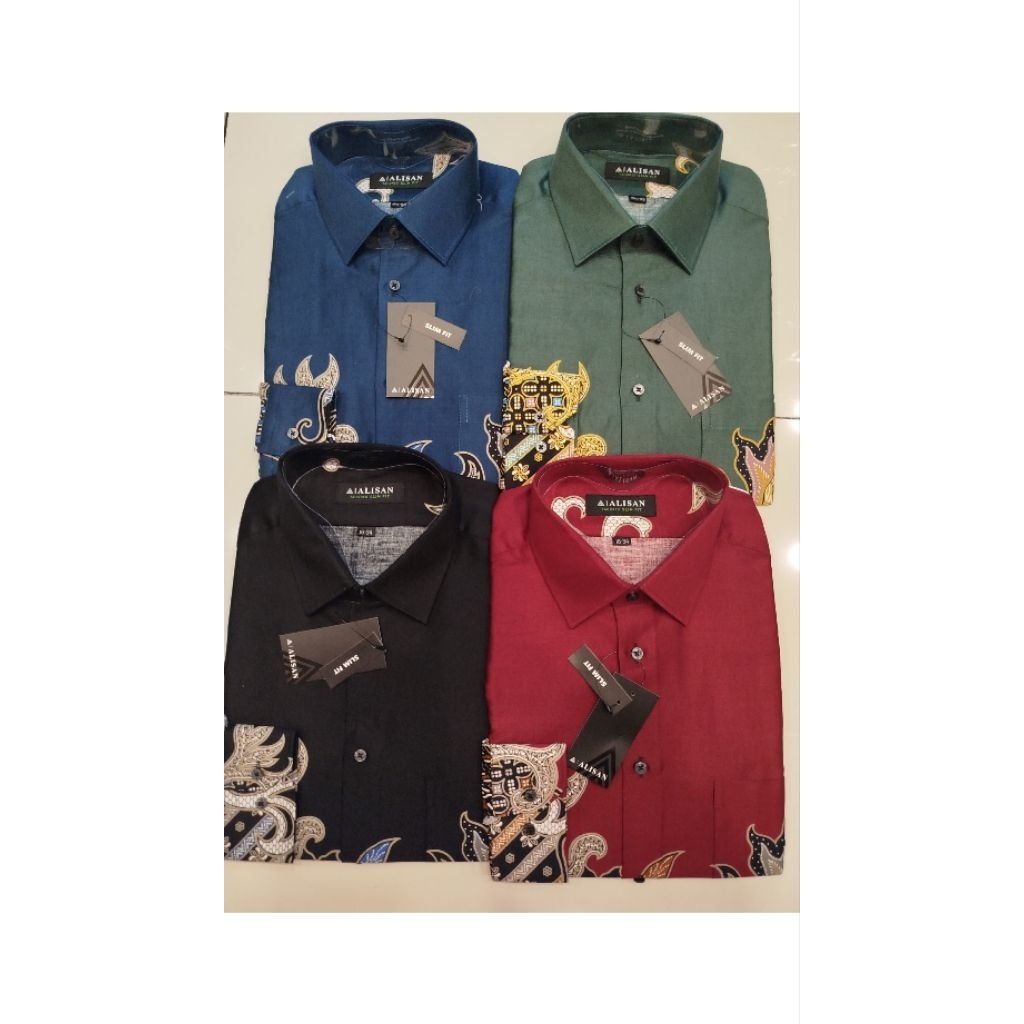 Alisan Batik Motif Kembang Lengan Panjang Slimfit