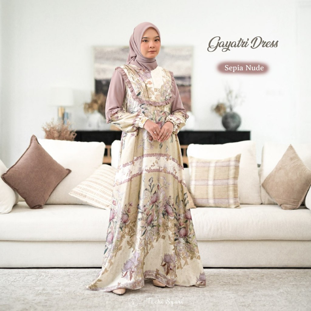 [Dress Only] Tachi Syari Gayatri Dress Gamis Pesta Muslimah Dewasa Desain Anggun Elegan & Nyaman