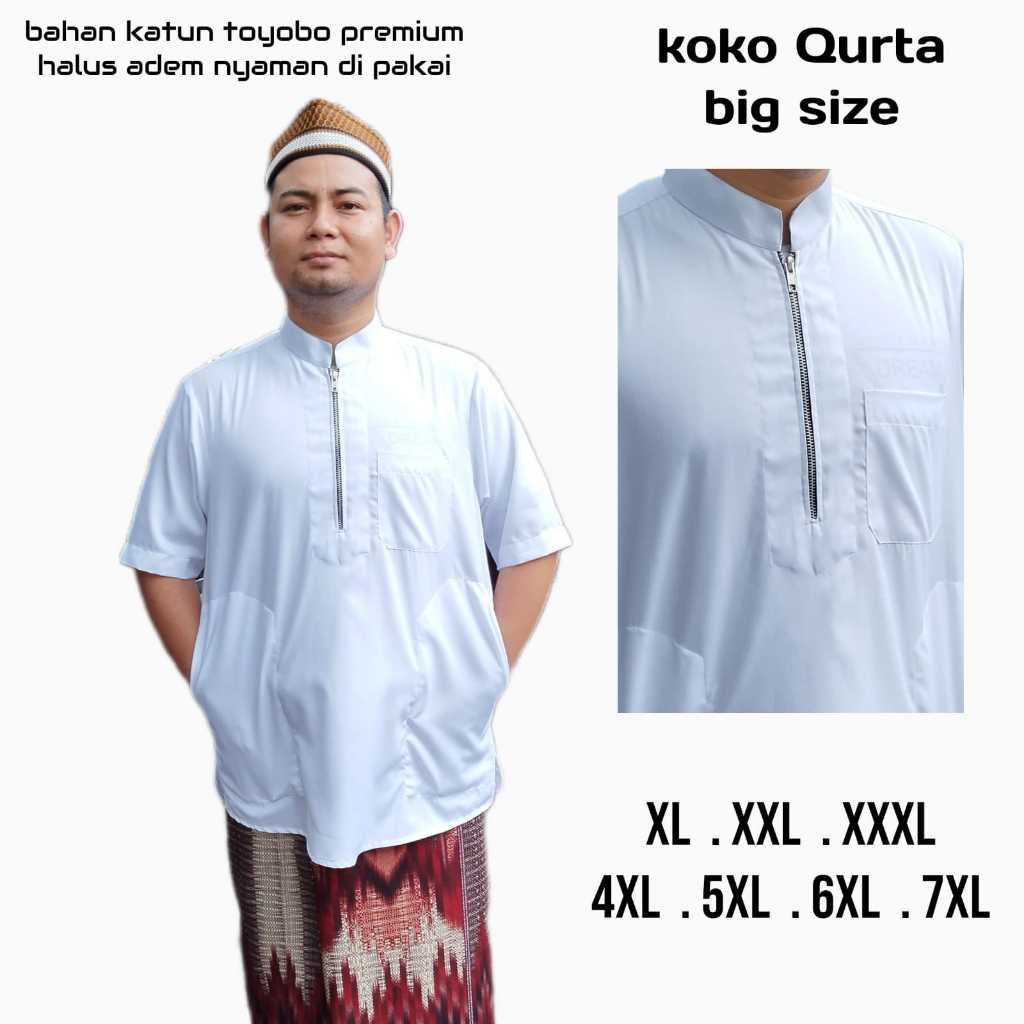 Koko Kurta Lengan Pendek Bahan Toyobo Premium, Koko Resleting