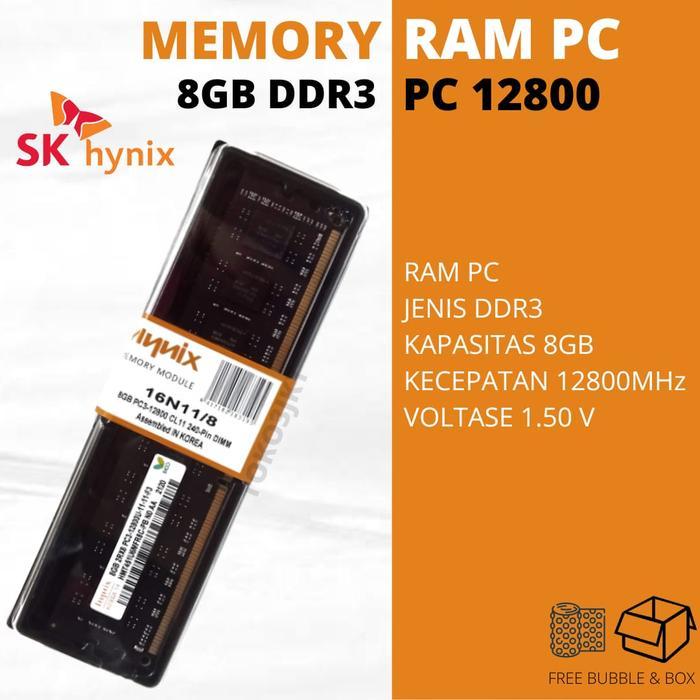 Hynix 8GB DDR3 RAM PC LONGDIMM - Compatible with PC12800