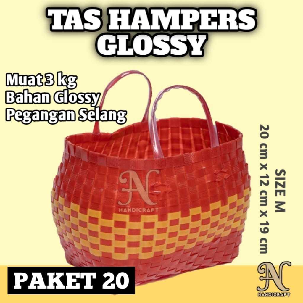 

Paket 20 pcs Tas Anyaman Plastik Glossy {M}Tas hajatan,Hampers lebaran,souvenir murah