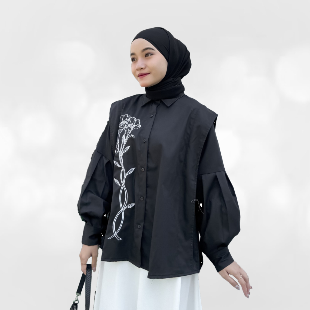 Franda Blouse - Blouse Bordir - Blouse Wanita - Kemeja Bordir - Bordir Bunga - Blouse Kekinian