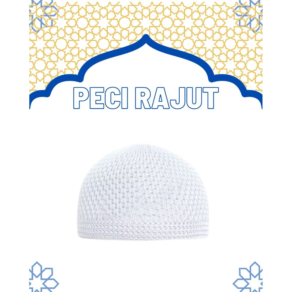 kopyah haji peci rajut hitam dan putih