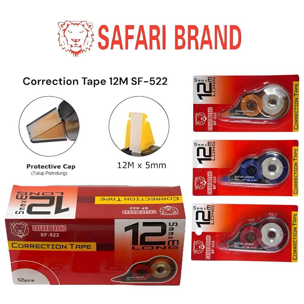 

(SF522-LUSIN) Correction Tape Stipo tipe X EX Kertas Pita 12m - Tipe X trondol Safari Brand Merk Murah