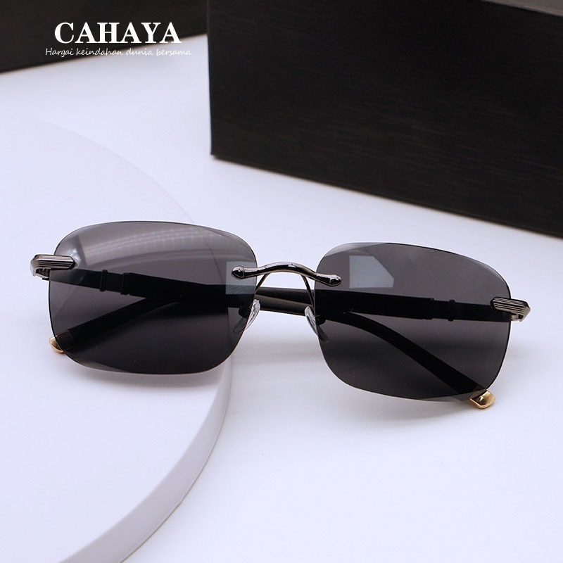 Kacamata hitam tepi potong tanpa bingkai unisex UV400