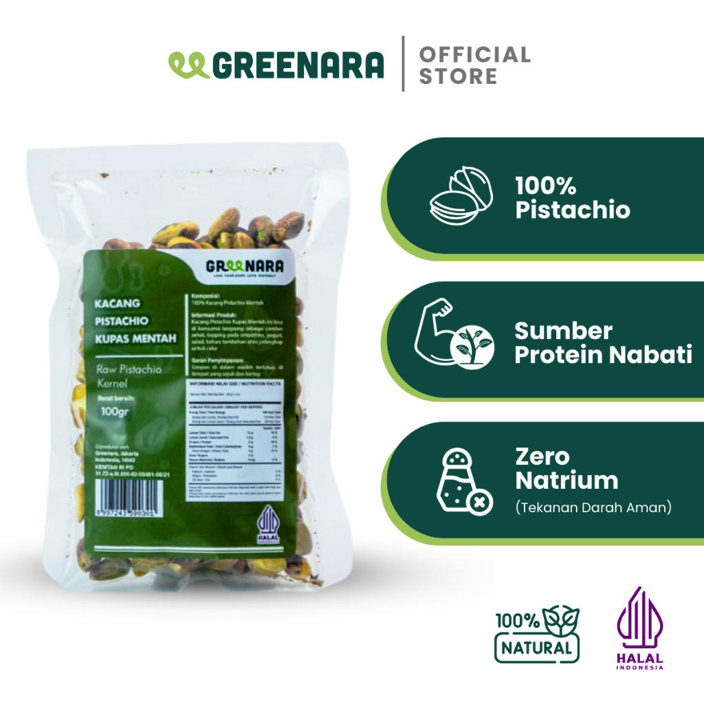 

Greenara - Kacang Pistachio Kupas 100gr