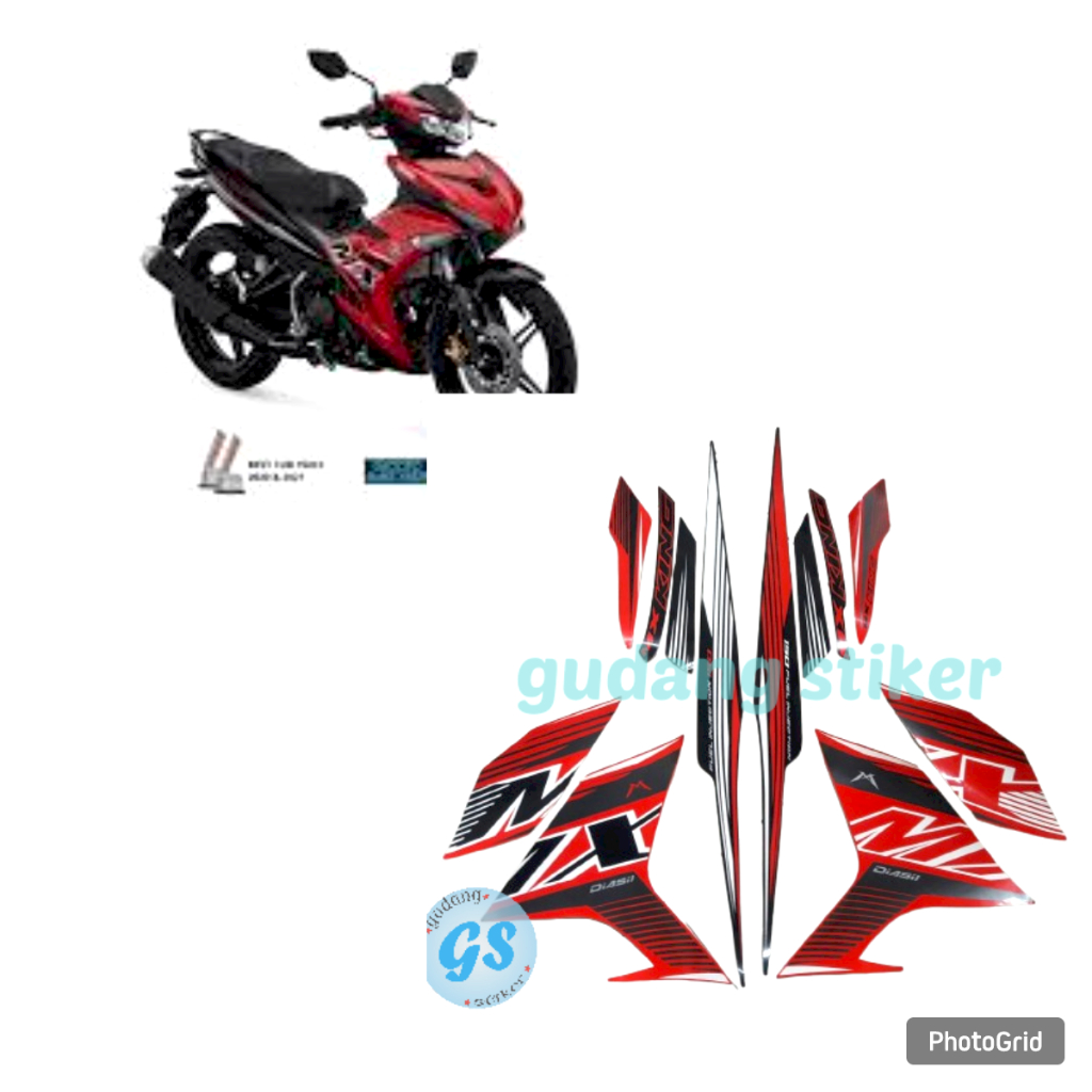 stiker striping body motor jupiter mx king 2022 hitam-merah