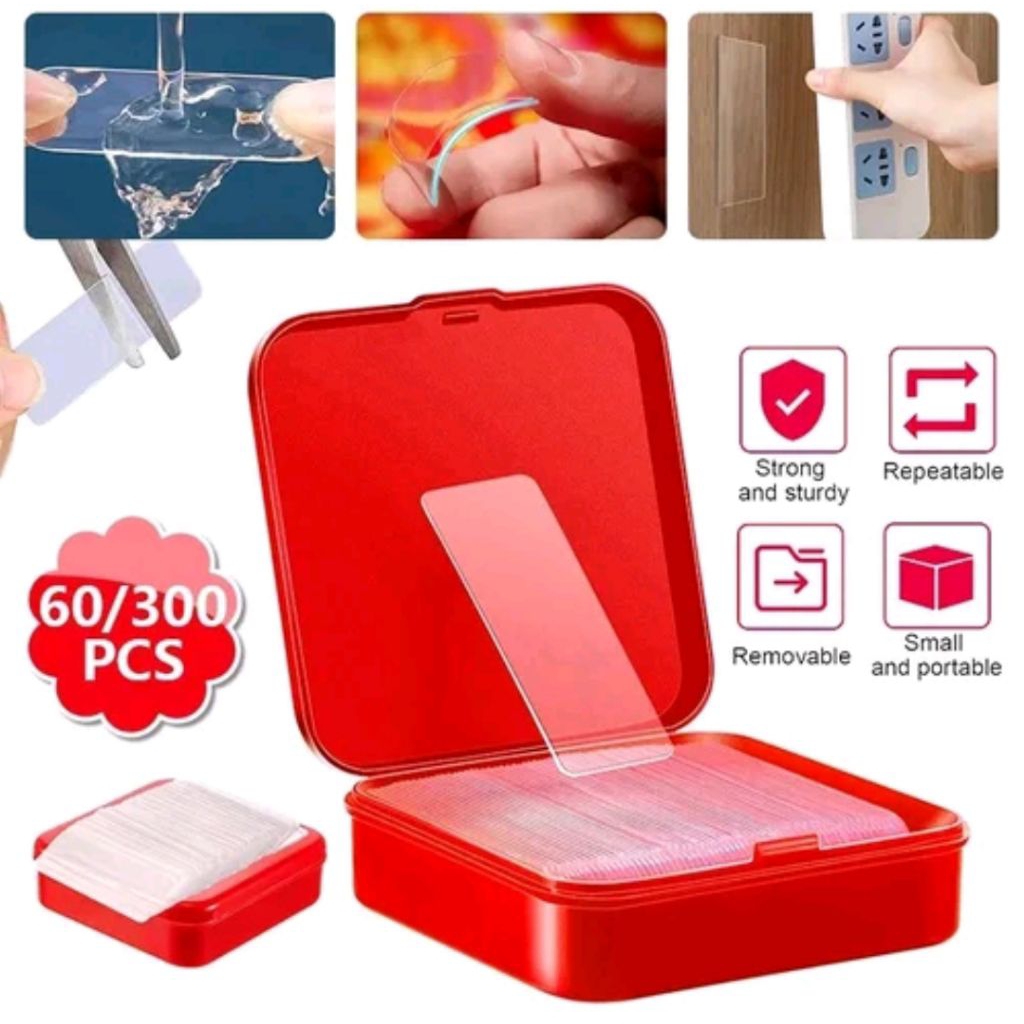 

Selotip Bening Double Tape 1Box Isi 60Pcs Mini Transparan Ajaib 2Sisi Serbaguna