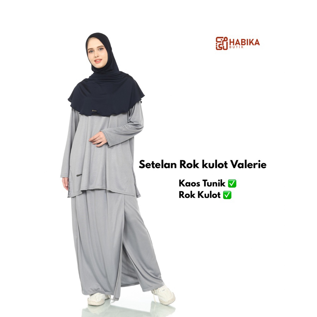 setelan olahraga wanita rok kulot + kaos tunik olahraga Active Dry Valerie