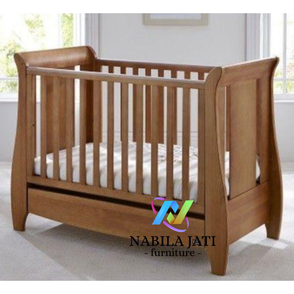 tempat tidur bayi ranjang bayi kayu jati