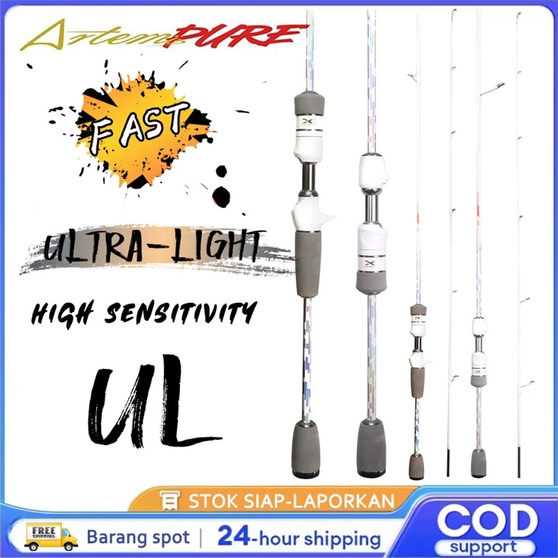Spot Indonesia ArtemisPure New Joran Pancing 1.5m / 1.68m / 1.8m / 1.98m Serat Karbon Ultralight Rod
